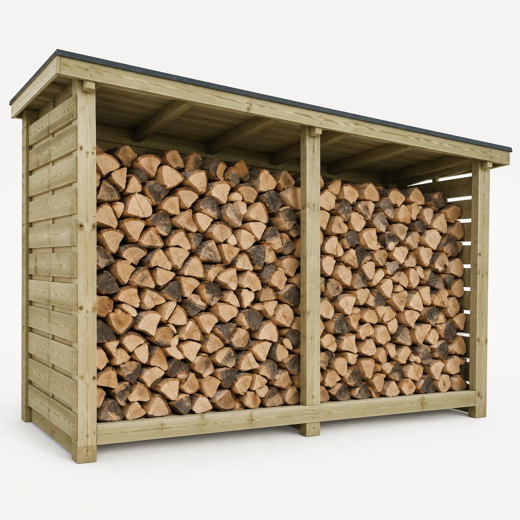 Brennholzunterstand aus Holz für 4 Raummeter