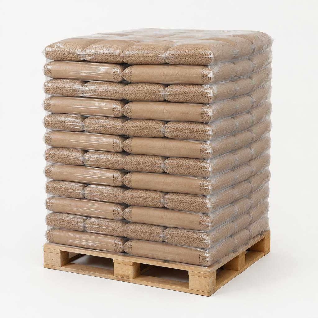 Pelletpalette mit 66 Säcken