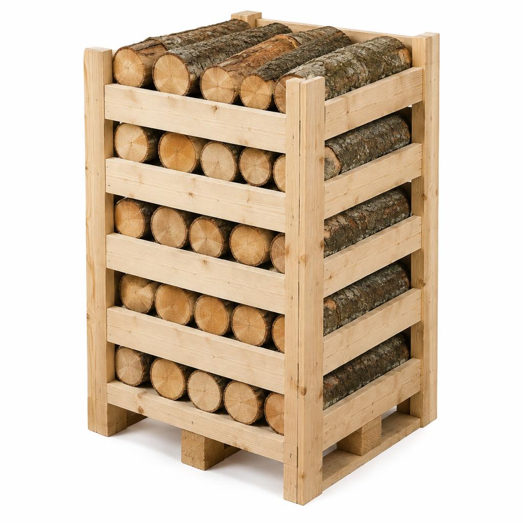Hohe Kiste mit ungespaltenen Rundhölzern, 30 cm