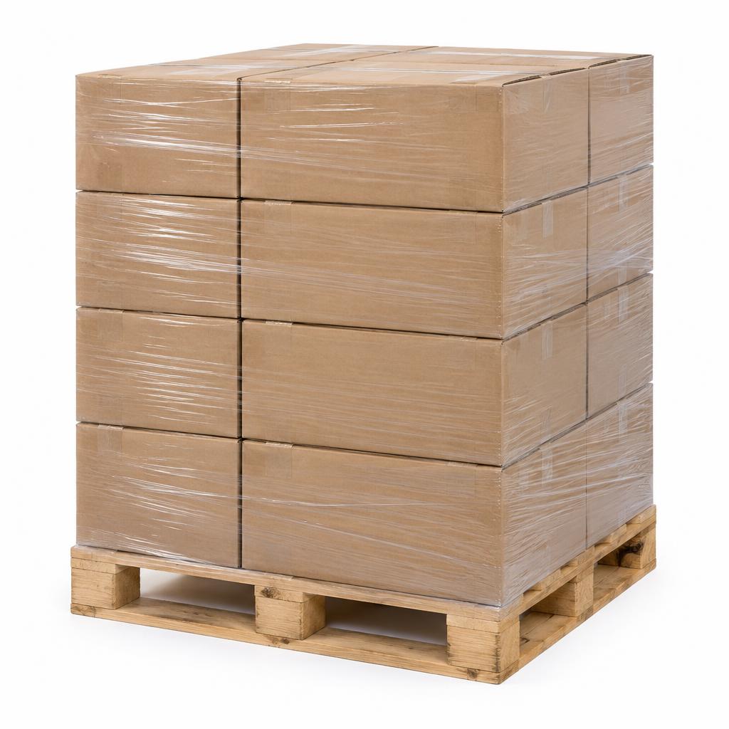 Palette mit 40 Kraftkartons sauberem Brennholz