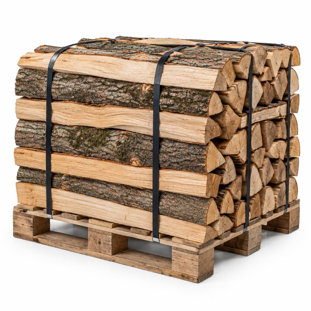 Palette mit traditionell gespaltenem Brennholz, 1 Meter
