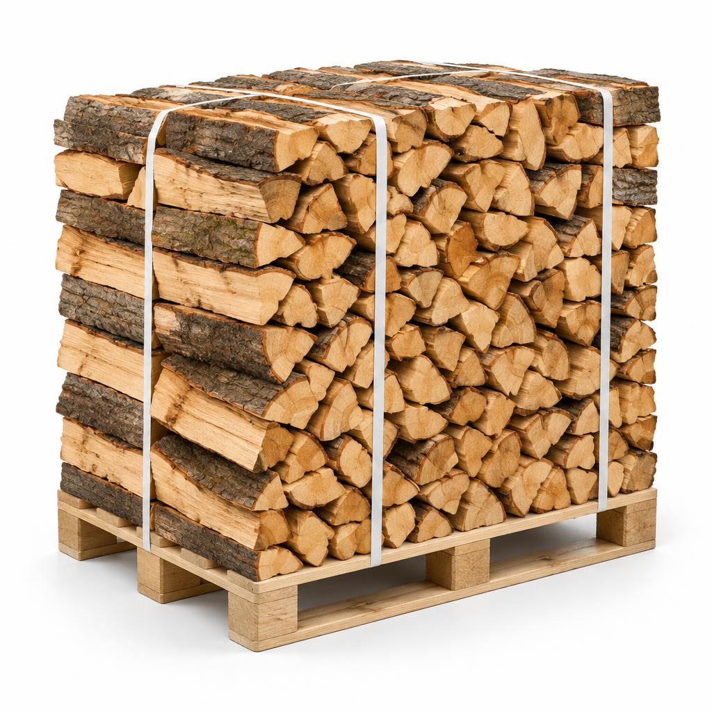 Palette mit reinem, gespaltenem Buchenholz, 33 cm, ohne Aufdruck