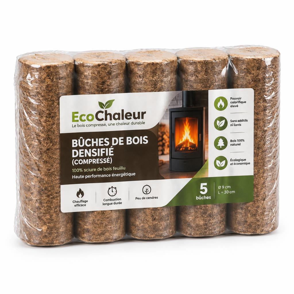 Packung mit 5 zylindrischen Holzbriketts (10 kg)