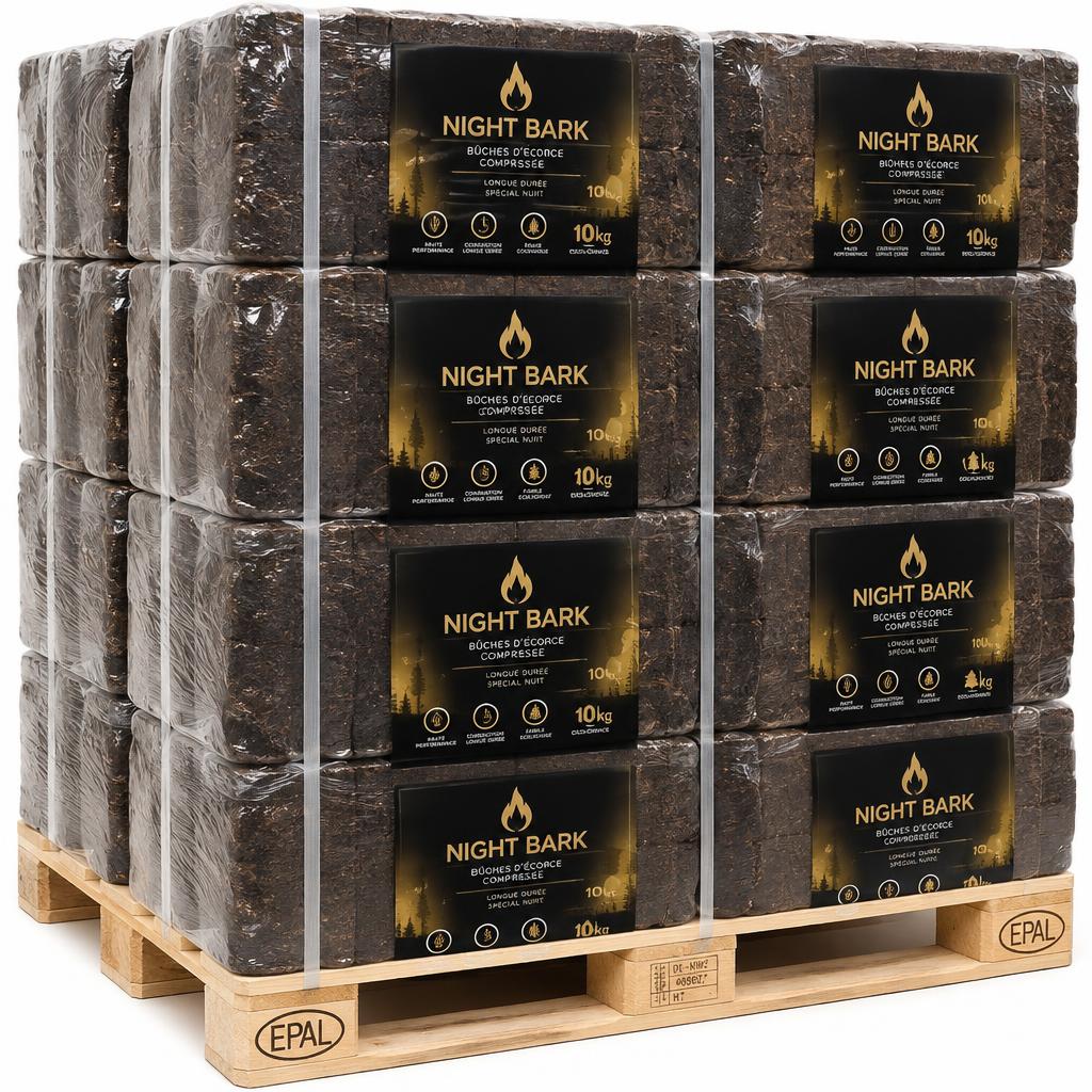 Palette mit 1 Tonne lang brennender Nachtbriketts (96 Packungen)