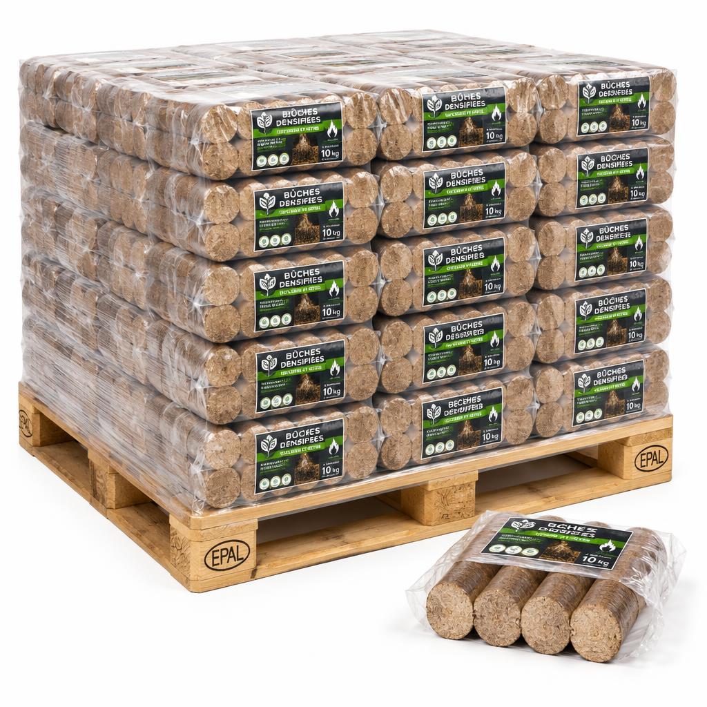 Palette mit 1 Tonne hochkalorischen Holzbriketts für den Winter